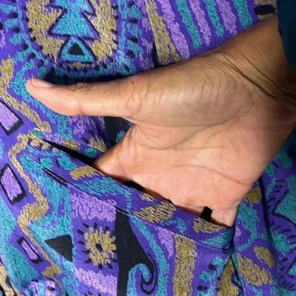 Shirtstrings Aztec Vintage Retro Multicolor Button Front Blouse Size Petite - Picture 6 of 8